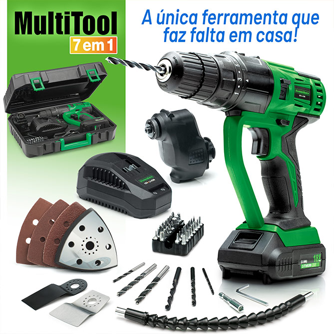 Multitool: Multitool possui 58 acessórios para que tenha sempre o que necessita