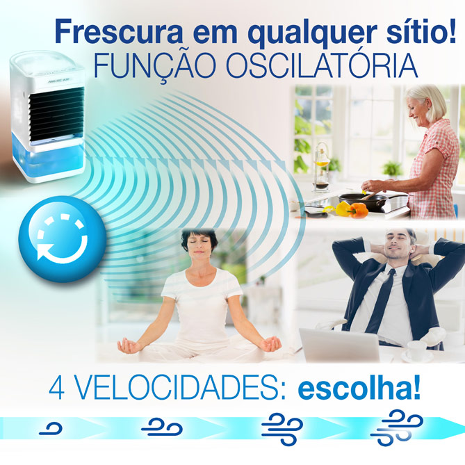 Arrefecedor ARCTIC AIR COLORS: SEM INSTALAÇÃO: deitar água e ligar à corrente