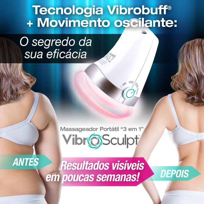 Massageador Portátil “3 em 1” VIBRO SCULPT: Com 3 acessórios permutáveis
