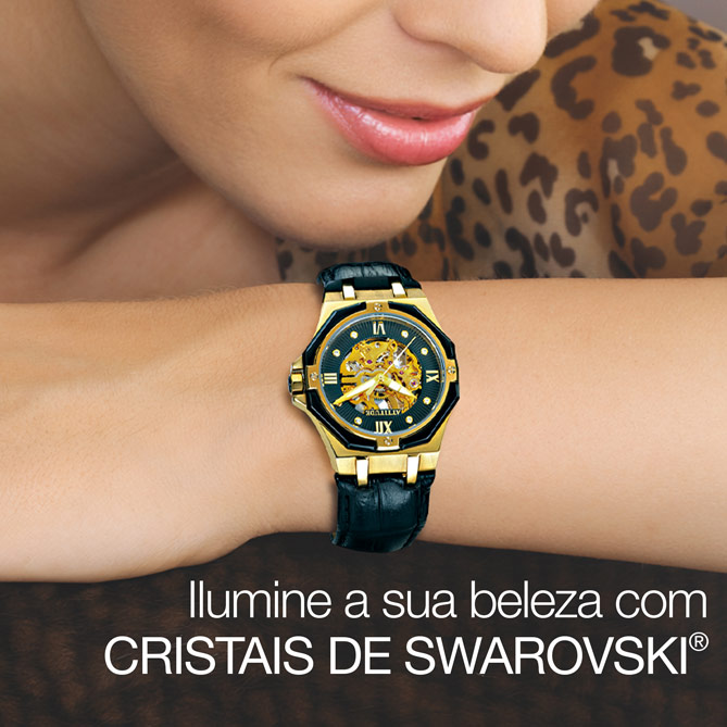 Relógio-Joia ATTITUDE Automatic de Senhora: Marcas horárias adornadas com 8 cristais de Swarovski