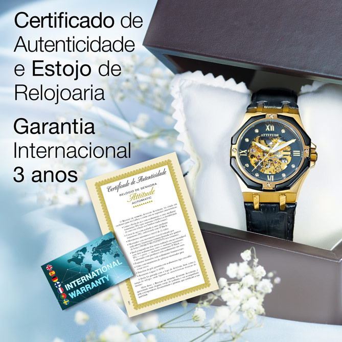 Relógio-Joia ATTITUDE Automatic de Senhora: Apresentado num elegante estojo e acompanhado pelo correspondente Certificado de Autenticidade